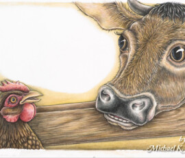 Hen and Cow Illustration